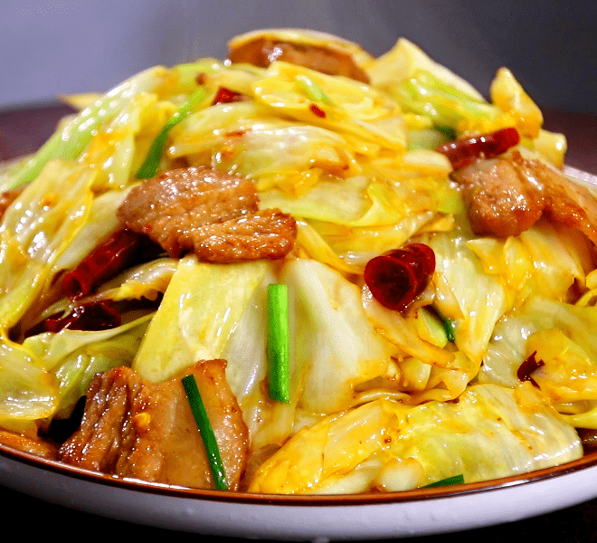 Pork Belly with Cabbage (Gān Guō Bái Cài 干锅白菜)